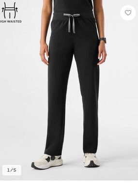 Figs Livingston High-Waist Black Straight-Leg Women's Pants
